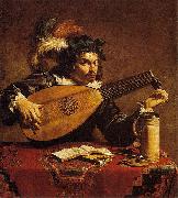 Theodoor Rombouts Lute Player oil painting on canvas
